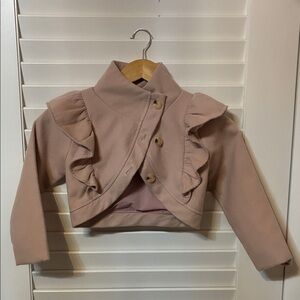 Joyfolie Dusty Pink Ruffle Cape Coat